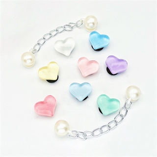 Crocs charms med hjerter, perler og kæder – 10-pak